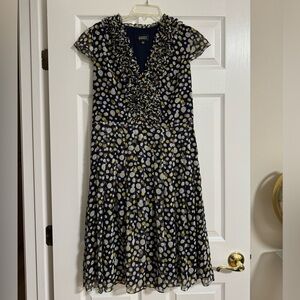 Adrianna Papell Blue Polka Dot A-Line Dress Size 12